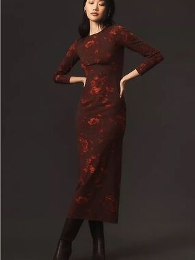 Reformation Tommie Knit Midi Dress - Red Motif